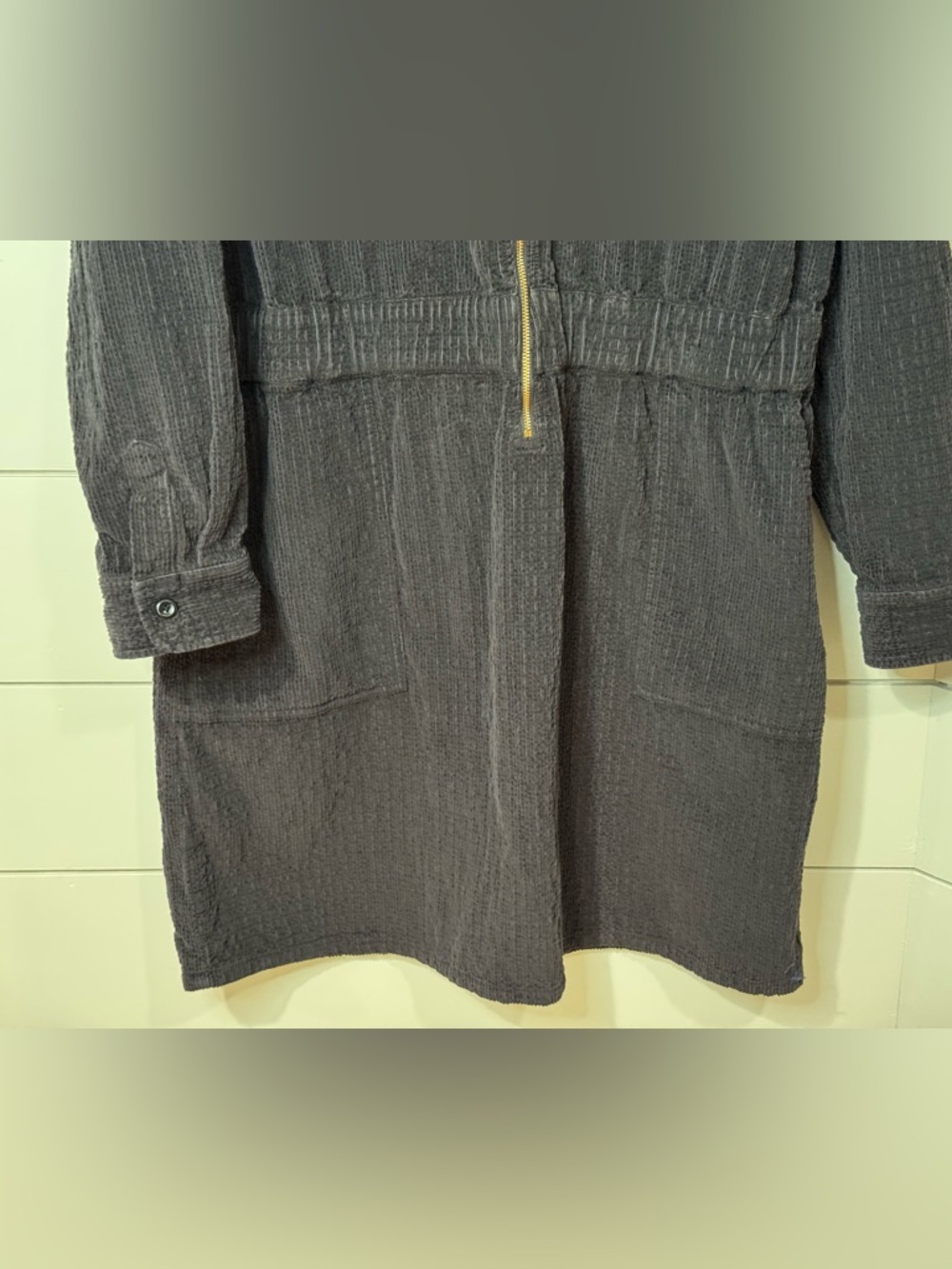 J Crew Zip-front cinched dress in corduroy black size 16 - Picture 5 of 7